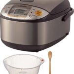 Zojirushi Micom Rice Cooker and Warmer (5.5-Cup/Stainless Brown) Bundle with Rice Washing Bowl and Bamboo Spoon (3 Items)