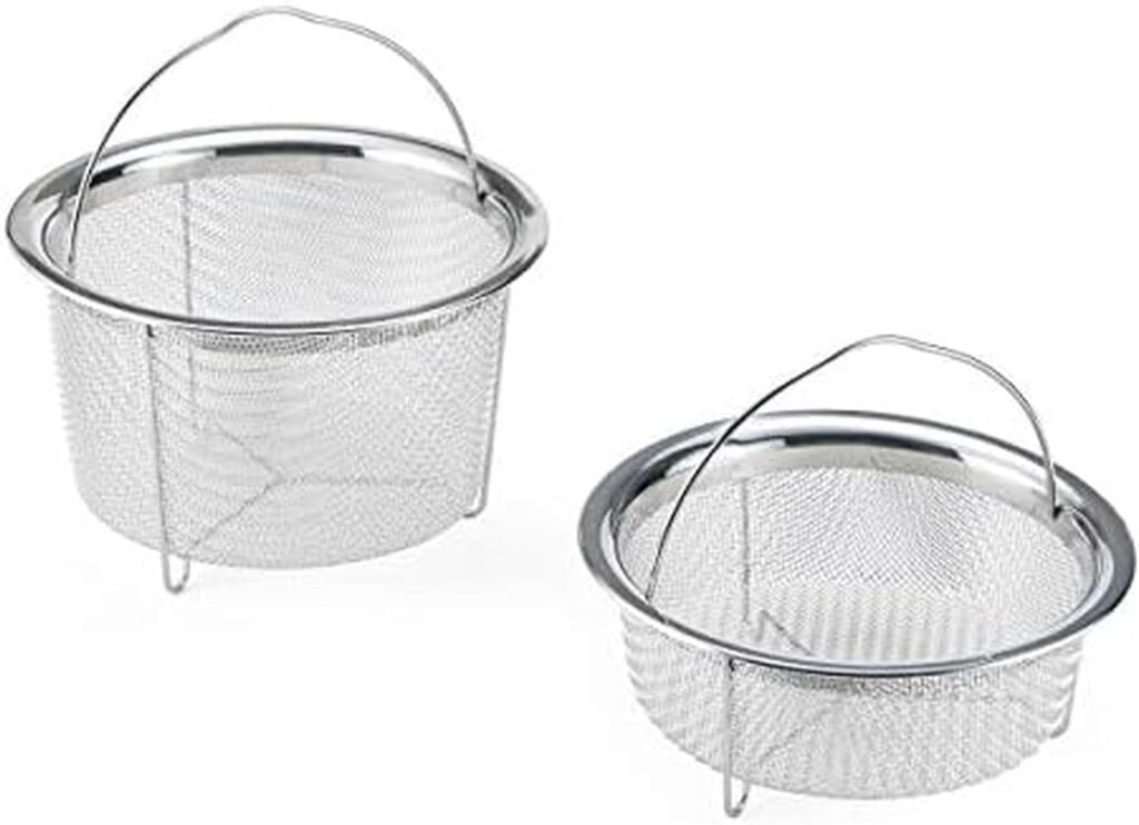Instant Pot Official Mesh Steamer Basket Set, Stainless Steel, Dual-Purpose Steamer & Strainer, Easy-Lift Handle, Dishwasher Safe, Rust-Resistant, Essential Accessory for Healthy Cooking