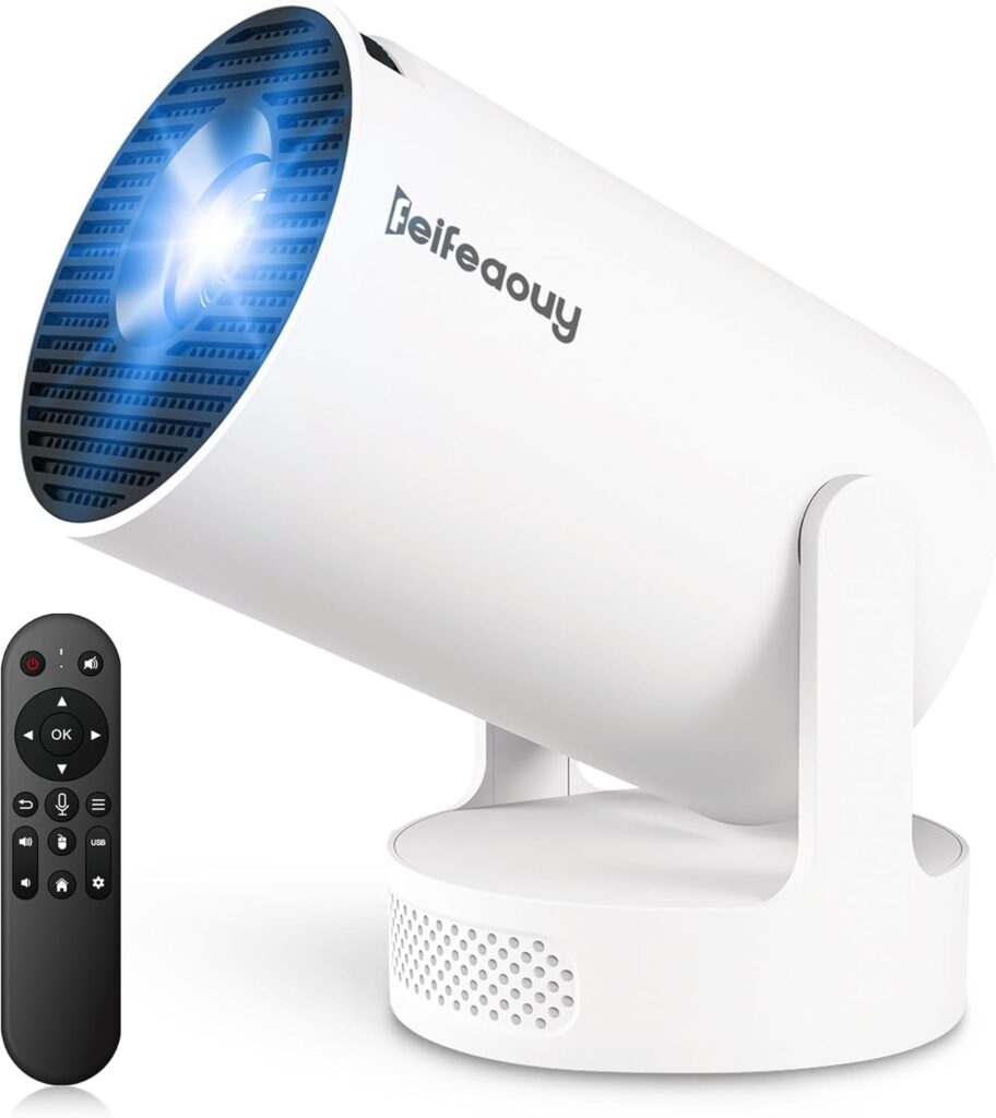 Mini Projector – Manual Focus, Smart Portable Projector for Bedroom & Home Cinema with 4K Support, 170 ANSI Lumens, Auto Keystone, Netflix Certified, Android 11, Voice Control, Air Mouse Remote