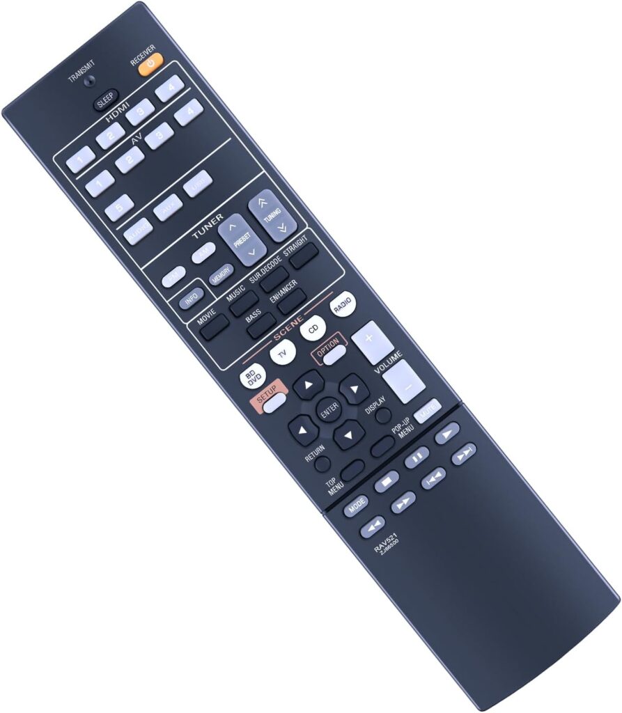 RAV521 ZJ66500 Replaced Remote Control fit for Yamaha AV Receiver Stereo System HTR-3067 RX-V383 RX-V385 RX-V471 RX-V475 RX-V477 RX-V483 RXV485 RX-V283 RX-V373 RX-V375 RX-V377 RX-V377BL RX-V381