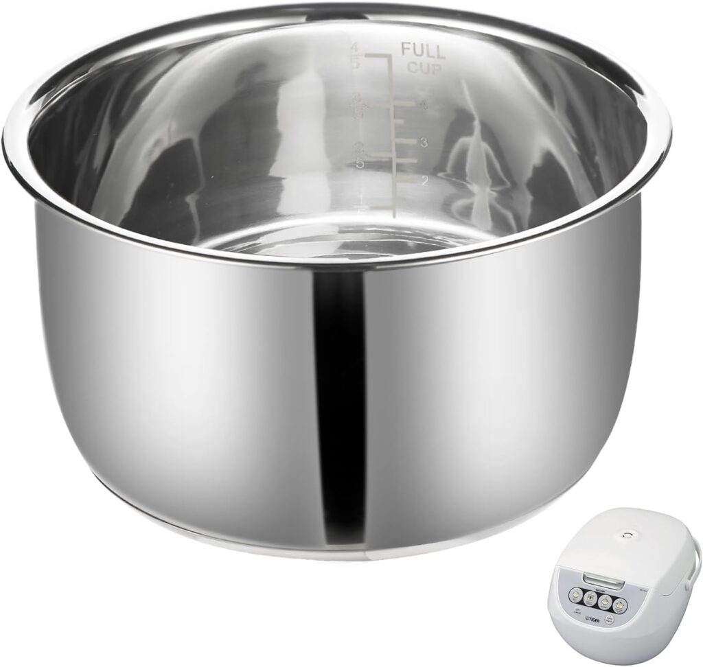 Replacement Rice Cooker 5.5 Cup Inner Pot Compatible with Tiger JBV-A10U Inner Pot, 304 Stainless Steel Inner Bowl, Durable Pots for Multi-Cookers, Easy to Clean and Dishwasher Safe