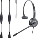QD Headset with 3.5mm Jack&USB-C Adapter for PC,Cellphone,Tablet, 2.5mm Jack Compatible with Panasonic-Cisco-AT&T-Grandstream IP Phones, etc. with Mute, Volume Control (2.5mm&3.5mm Connectivity)