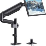 HUANUO Single Monitor Arm, Tall Computer Monitor Stand for 13–32 inch Screens Holds 4.4-19.8 lbs, Adjustable Monitor Mount Gas Spring Full Motion with C-Clamp & Grommet Base, VESA 75×75 or 100x100mm