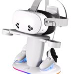 Charging Dock for Meta Quest 2/3/3S,VR Headset Charging Dock and Controllers with RGB Light, USB-C Charger and Cable, Fast Charging Station