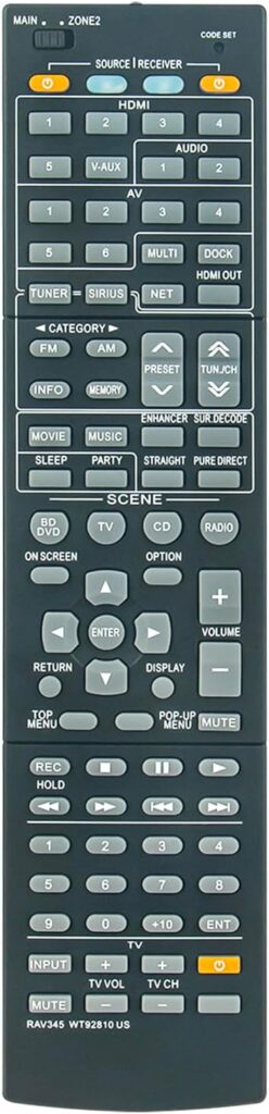 AULCMEET RAV345 WT92810US New Replacement Remote Control fit for Yamaha AV Receiver RXV1600 HTR-6130 RX-V867 RX-V571 RX-V771