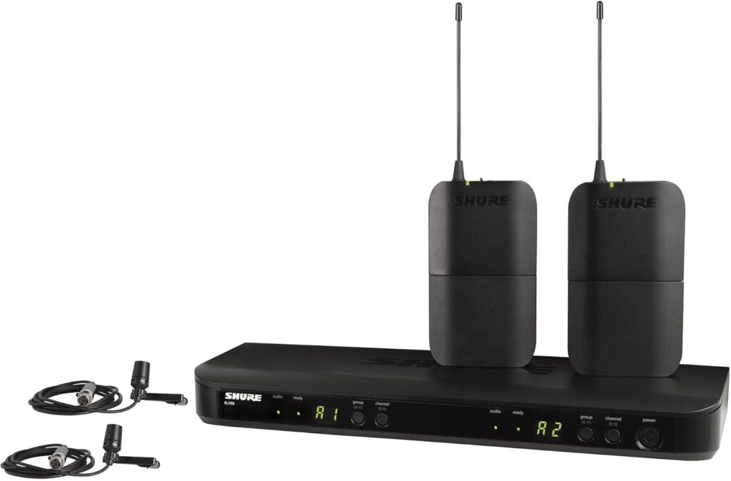 Shure BLX188/CVL Wireless Microphone System – 14-Hour Battery Life, 300 ft Range, UHF | Includes (2) Lavalier Mics, Dual Channel Receiver | H9 Band (BLX188/CVL-H9)