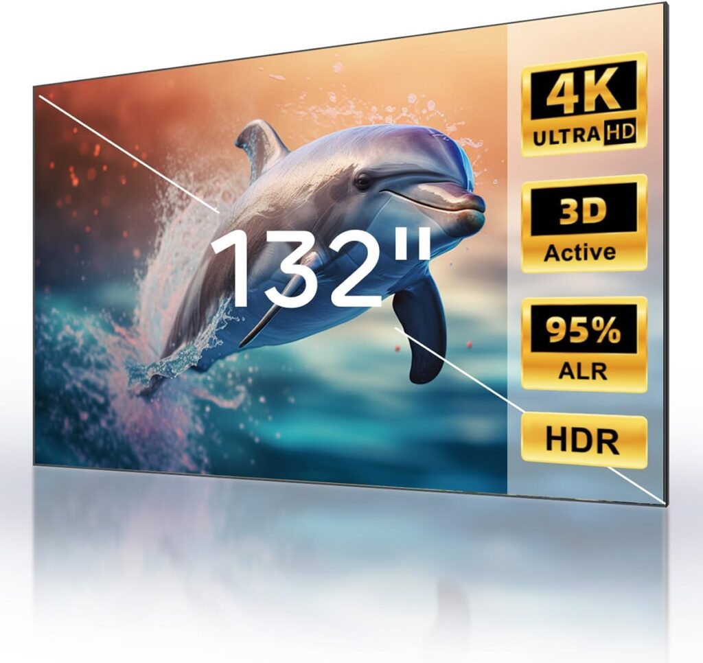 NothingProjector Projector Screen ALR, 132 inch Seamless Lenticular, Ambient Ceiling Light Rejecting, 4K UHD Fixed Frame 16:9, On Wall Mount Projection for Ultra Short Throw Projectors Laser TV NothPJ