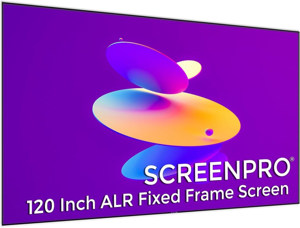 120inch Ambient Light Rejecting ALR Projector Screen for Home Theater, 16:9 4K/8K Ultra Edge Free Fixed Frame Ceiling Light Rejecting Screen for Ultra-Short Throw Projector & Laser Projector