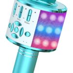 Amazmic Kids Karaoke Microphone Machine Toys for Girls Bluetooth Microphone with LED Light, Birthday Gift for Girls Boys 3 4 5 6 7 8 9 10 11 12 Year Old Kids Toys(Blue)
