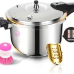 Stainless Steel Pressure Cooker 8 qt Induction Compatible Stove Top Pressure Cooker with Pressure Indicator Safeguard Devices,Compatible with Gas & Induction Cooker