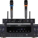 Stereo Receivers, 5.1 Channel Audio Amplifier with Bluetooth,8K Ultra HD, Optical/Coaxial USB, Subwoofer Output & Wireless Mics, Home Theater Amplifier System, for Theater Speakers