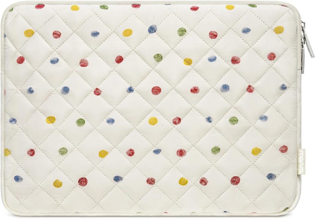 MOSISO 13-14 inch Laptop Case, 13.3 inch Puffy Laptop Sleeve Compatible with MacBook Air 13.6 M4 M3 M2 M1/Pro 13/Pro 14, HP Dell ASUS Lenovo, Square Quilted Carrying Case Computer Bag, Colorful Dots