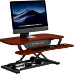 VERSADESK® PowerPro™ 36” x 24” Standing Desk Converter | 7.75” – 23.5” Electric Height Adjustable Sit to Stand Desk Riser w/ Keyboard Tray & USB Hub – Ergonomic Workstation for Home & Office, Cherry