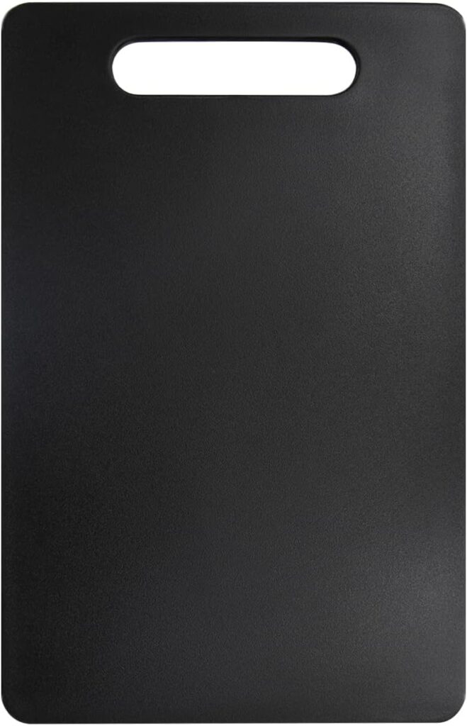 Fotouzy Plastic Utility Cutting Board with Handles, Food Safe PP Material, BPA Free, Dishwasher Safe, Thick Chopping Board, Large Size, Easy Grip Handle, for Kitchen (Black)