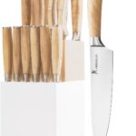 Natura Series 14 PCS Knife Block Set, Ultra Sharp High Carbon Stainless Steel with Wooden Handle