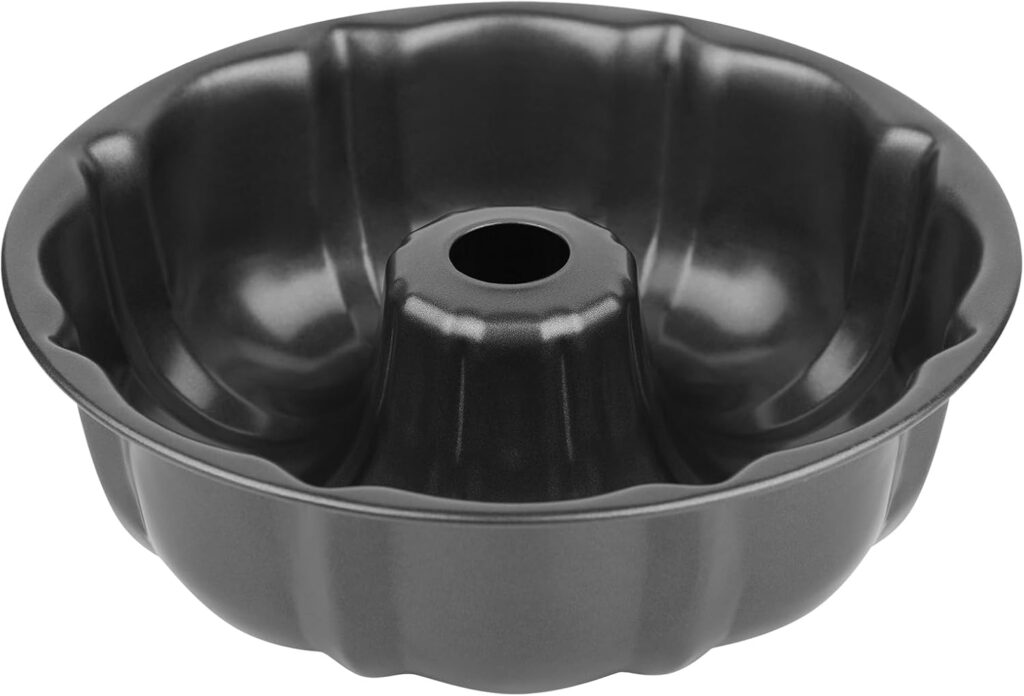 9.5″ Non-stick Cake Pan, Heavy Duty Carbon Steel Fluted Tube Round Baking Pan,Buntz Pound Cake Pan Mold,Tube Bakeware,Baking Mold for Jello,Gelatin,Chocoflan,Flan