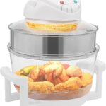 PERFERATE 18Qt Electric Turbo Air Fryer Convection Countertop Toaster Oven Portable Glass Air Fryer with Grills & Tong Electric Grill Roaster Temperature Control Range 32 to 482℉（Small）