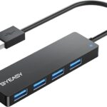 BYEASY USB Hub, Multiple USB 3.0 Hub, USBA Splitter for Laptop with Type C Power Port, Extender for Mouse, Keyboard, Flash Drive, U Disk, Printer Compatible with A Port Laptop, PC, Desktop and More