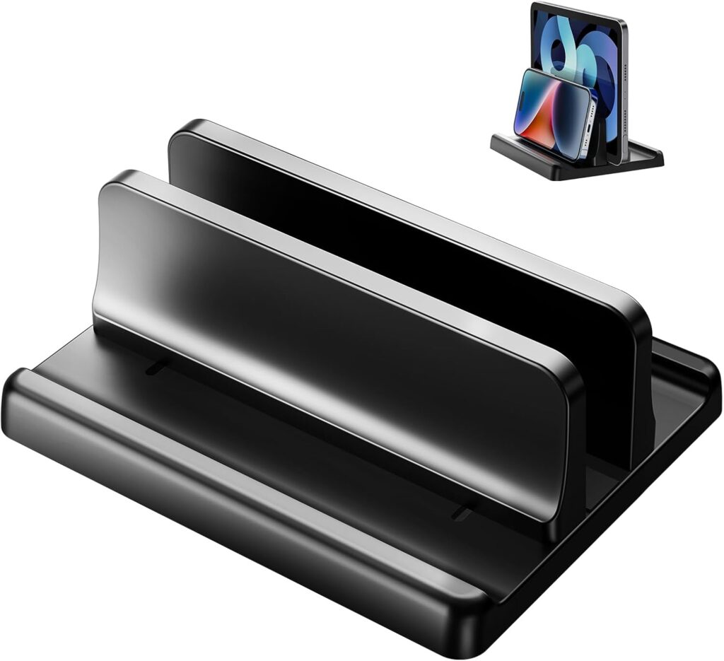 3 in 1 Vertical Laptop Stand Holder,Adjustable ABS Plastic Desktop Notebook Dock,Vertical Laptop Stand Space-Saving for All MacBook/Surface/Samsung/HP/Dell/Chrome Book