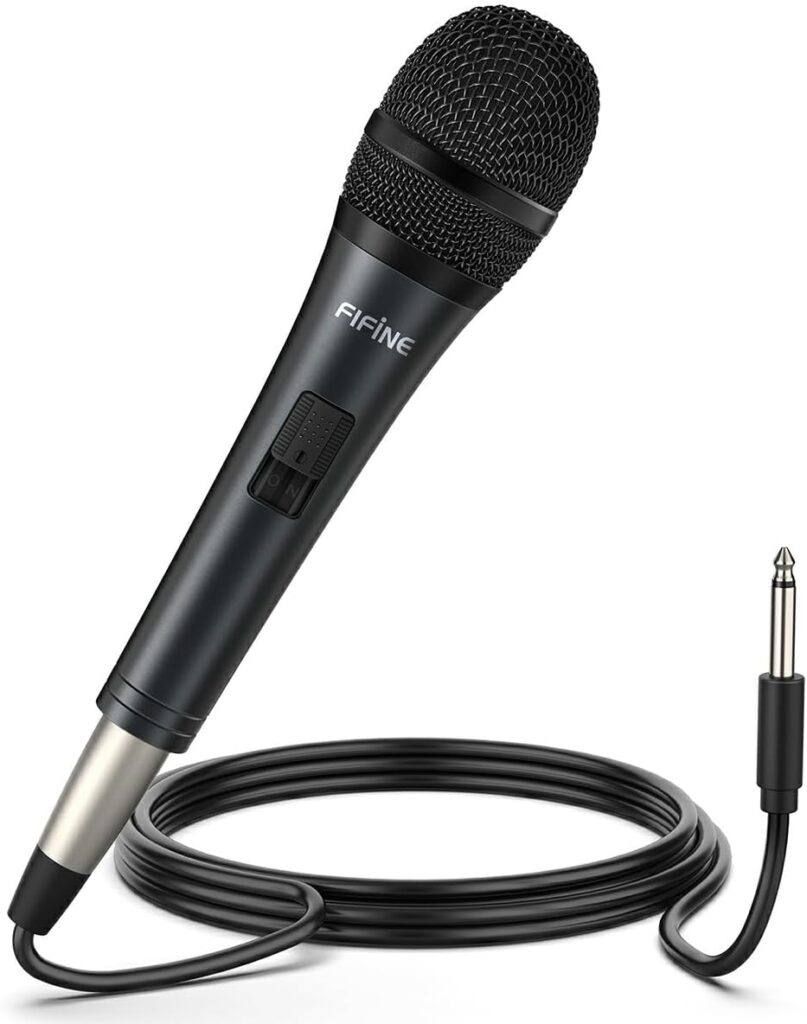 Fifine Karaoke Microphone, Dynamic Vocal Microphone for Speaker, 6.35MM Wired Handheld Mic with On and Off Switch and 14.8ft Detachable Cable-K6