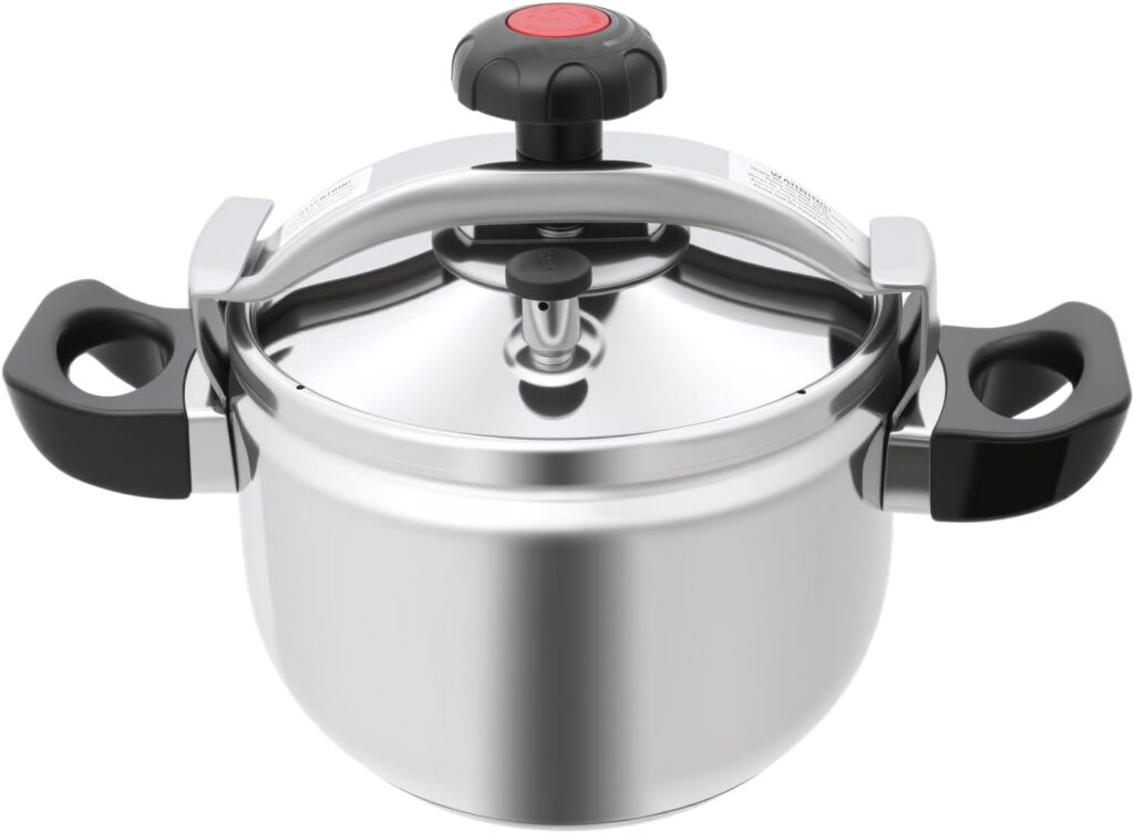 Stainless Steel Pressure Cooker with Large Capacity Pressure Stewing Cooker Pot Cookware with Limiting&Relief valve and 3-layer Composite Bottom, Electric/Induction/Gas Stove Compatible(7.4 Qt)