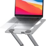 LORYERGO Laptop Stand for Desk, Adjustable & Foldable Laptop Riser for 10-15.6 Inch Laptops, Computer Stand for MacBook/Notebook, Portable Ergonomic Holder Up to 17.6lbs – Silver