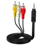 3.5mm to RCA Camcorder Handycam AV Audio Video Output Cable, 1/8″ TRRS to 3 RCA Male Plug AUX Cable Cord for TV,Smartphones,MP3, Tablets,Speakers,Home Theater – 5ft