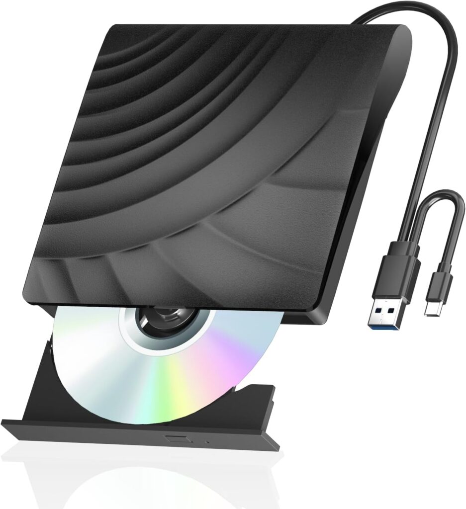 External Blu Ray Drive, 3D Portable Bluray Drives, USB 3.0 Type-C External Blueray/DVD Drive for Pc Desktop, CD DVD Burner and BD Reader for MacBook Laptop Compatible with Mac OS Windows XP/7/8/10/11