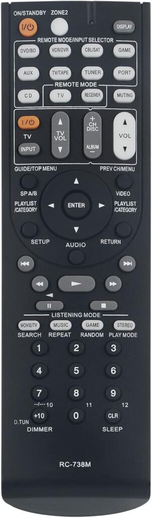 PERFASCIN RC-738M Replacement Remote Control fit for Onkyo 7.2-Channel A/V Surround Home Theater AV Receiver RT24140738 HTS7200 HT-S7200 HTRC160 HT-RC160 TX-NR607 TXSR607 TX-SR607 RC-739M