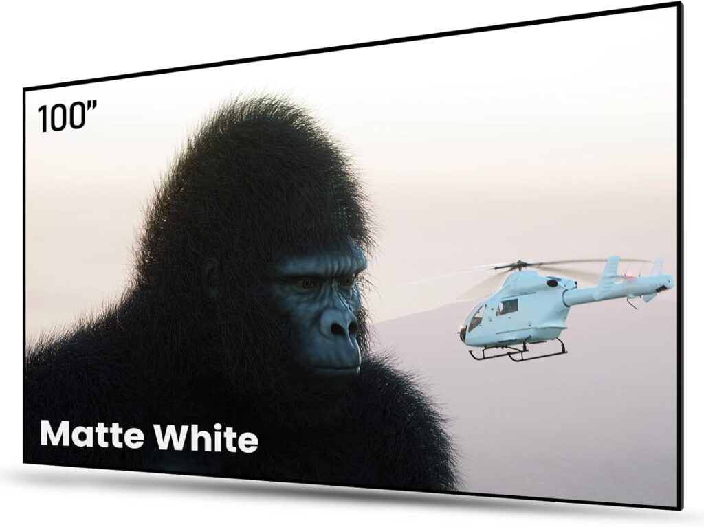 AWOL VISION 100-inch Projector Screen Fixed Frame, 1.3 dB Peak Gain, The Perfect Combo with LTV-2500, 80% Picture Quality Improved, 4K / 8K Ultra HD, Active 3D Wall Mount Projector Screen, MW-100