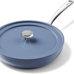 Redchef Ceramic Deep Saute Pan with Lid, Large Jumbo Cooker, 11 Inch Frying Pans Nonstick with Stay Cool Handle, Non Toxic Cooking Skillet, Kitchen, Induction Dishwasher Safe, PFOA & PFAS Free(Blue)