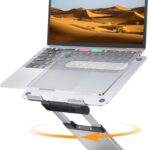 Nulaxy Telescopic 360 Rotating Laptop Stand for Desk Adjustable Height Swivel Pull Out Design Ergonomic Laptop Riser Fits All 10-17″ Laptops Computer MacBook, Silver