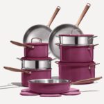 Carote 24-Piece Tri-Ply Stainless Steel Cookware Set with Lids, Nonstick Induction Compatible Pots and Pans (Purple)