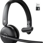 Wireless Headset with Mic for Work, Bluetooth 5.3 Headsets with AI Noise Cancelling, 60H Battery & Mute Function, Single-Ear Wireless Headset & USB Dongle, Fit for PC/Laptop/Teams/Skype/Call Center