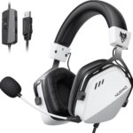 NUBWO HG03 USB-A Gaming Headset with 7.1 Surround and FPS Sound, Wired Headphones with Noise Canceling Mic, Comfortable Design for PC, Laptop – White