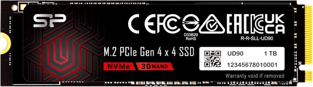 Silicon Power 1TB UD90 NVMe 4.0 Gen4 PCIe M.2 SSD R/W up to 5,000/4,800 MB/s (SP01KGBP44UD9005)