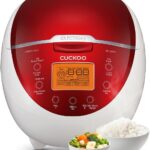 Cuckoo CR-0655F Rice Cooker & Warmer, 6 cups, LCD Display 11-Menu Options – White, Turbo, Mixed, and Brown/GABA Rice, Porridge, Steam Multi Cook, My Mode, 16-Various Cooking Methods, Sm, Red/White