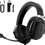 Wireless Gaming Headset for PS5, PS4, PC, Switch, Gaming Headset with Detachable Noise Cancelling Mic, 2.4GHz & Bluetooth 5.3 Dual Connection, 7.1 Surround Sound Black