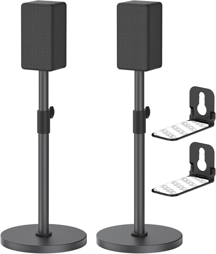 Heavy-Duty Speaker Stands Pair for Sony Speaker Stands HT-A9 SA-RS3S SA-Z9R with Sony Soundbar Mounts Height Adjustable 29″ to 37.5″ Speaker Stand for Sony Surround Sound Speakers