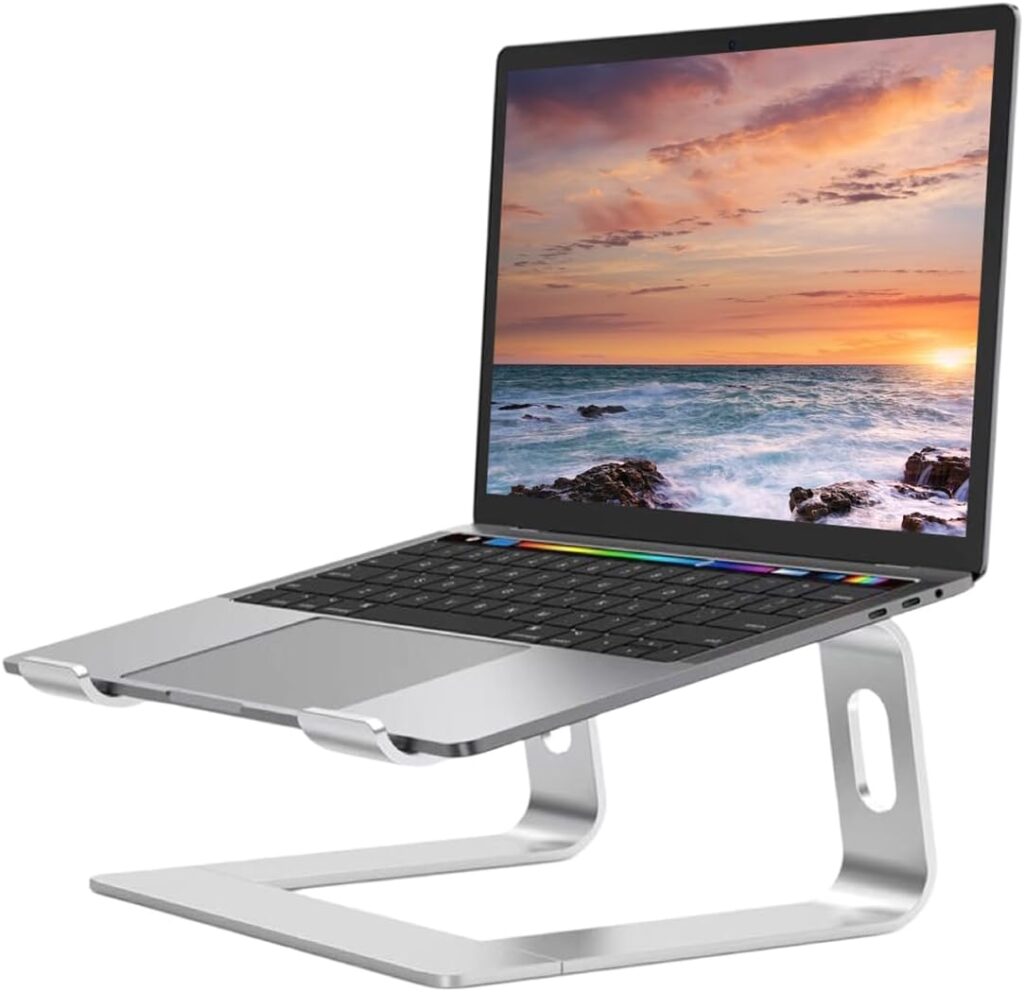 Laptop Stand for Desk, Computer Stand Laptop Holder Stand for Desk, Aluminum Laptop Desk Mount, Fit for MacBook Air/Pro, Dell, HP, Lenovo and All Laptops 11-16 inch, Silver