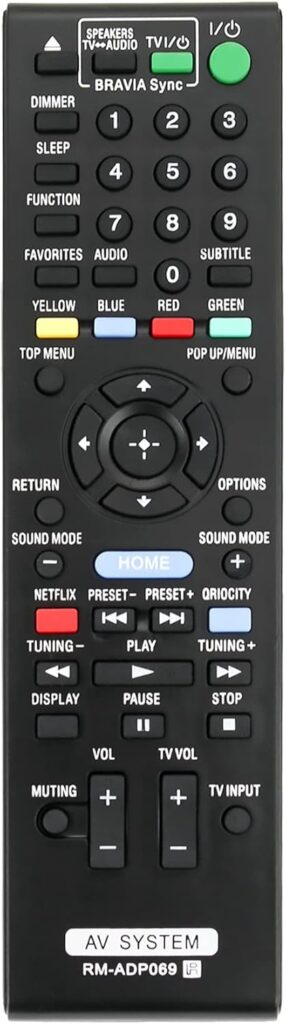RM-ADP069 RMADP069 Replacement Remote Compatible with Sony Blu-ray Disc Player Home Theater System RM-ADP072 BDV-F7 HBD-F7 BDV-E280 HBD-E3100 BDV-E490 BDV-T79 BDV-E390 BDV-E385 BDV-T39 BDV-E190