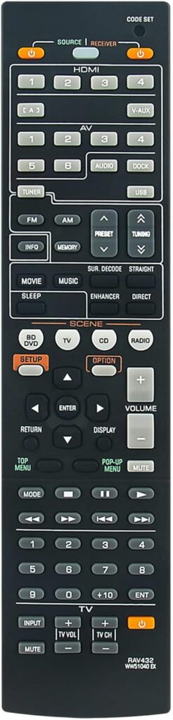 RAV432 Replacement Remote Control Commander Compatible with Yamaha AV Receiver WW51040EX RX-V471 HTR-4064 RX-V571 RX-V571BL RX-V471BL YHT-695 YHT-595 YHT-695BL YHT-595BL