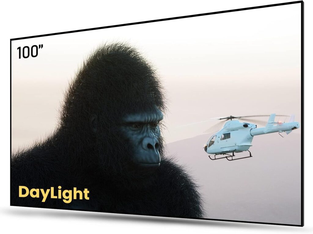 AWOL VISION 100″ UST Projector Screen for Bright Day Light Using, 85% Ambient Light Rejecting (ALR) Fresnel Projector Screen for Ultra Short Throw Projector, Fixed Frame, Active 3D, HDR -D100