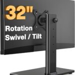 Single Monitor Stand VESA Mount for 13-32 Inch Screens, Free-Standing Monitor Riser with Swivel Tilt Rotation Height Adjustable, Universal Desk Stand up to 44lbs, VESA 75×75, 100x100mm
