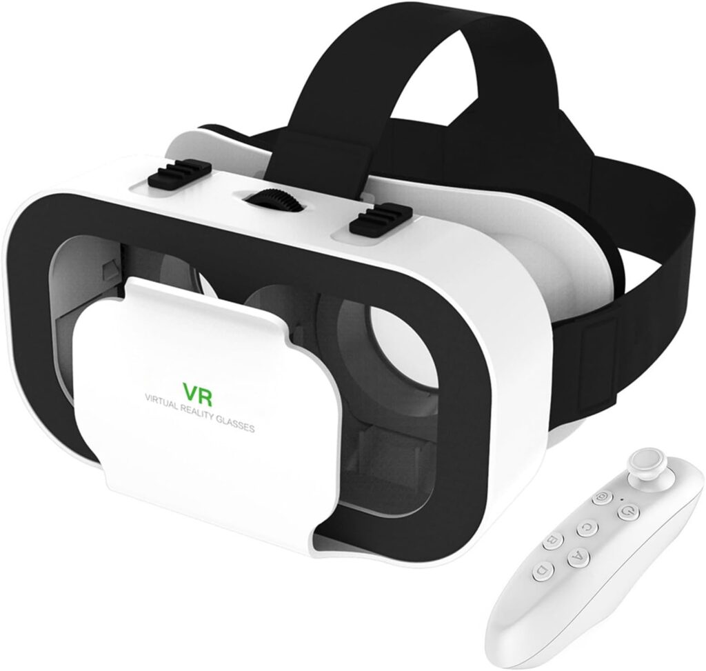 Virtual Reality Headset for Phone with Controller, 3D VR Glasses Adjustable VR Virtual Reality Goggles, Compatible 4.7-6.5 inch for iPhone & Android, for Movies Games（Black）