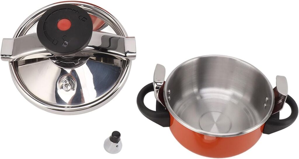 2L 2 Liter Stainless Steel Mini Pressure Cooker Canner Double Bottom Pressure Cooker for Gas Stoves Induction Stoves