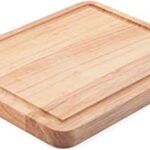 KitchenAid Classic Rubberwood Cutting Board with Perimeter Trench, Reversible Chopping Board, 8-inch x 10-Inch, Natural