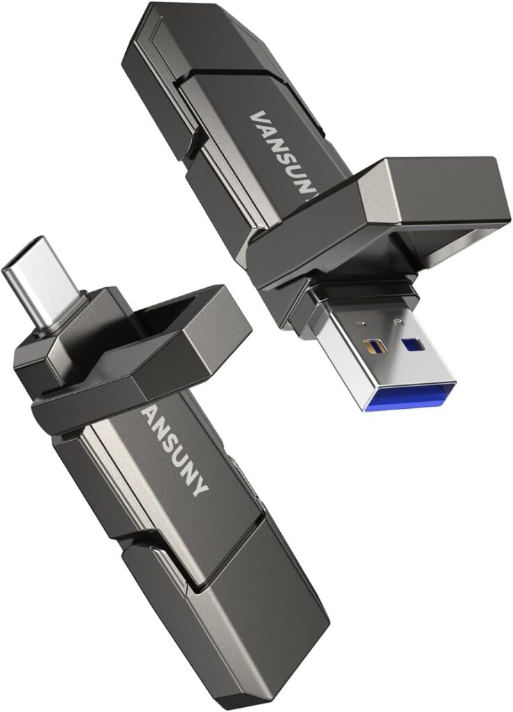 Vansuny 1TB Portable External Hard Drive Up to 500MB/s USB Solid State Drive USB 3.2 Dual SSD for Android Phone Tablet Laptop MacBook PC