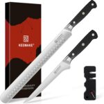 KEEMAKE BBQ Carving Knife Set, Brisket Knife and Boning Knife for Meat Cutting, High Carbon Stainless Steel Sharp Knives Set for Kitchen, Carving Knives for Roast Meat Ham Turkey