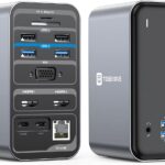TobenONE USB C Laptop Docking Station Dual Monitor, 15-in-1 USB C Dock with Dual HDMI, 65W Power Supply, VGA, 4xUSB 3.0, 2xUSB 2.0, SD/TF, Ethernet and Audio/Mic for Lenovo, HP, Dell, Surface